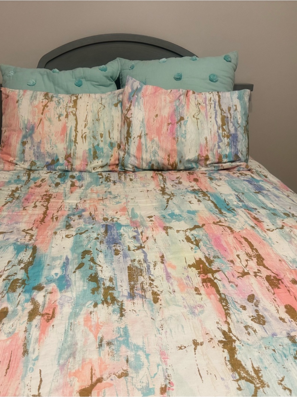 Pottery Barn Teen: Pastel Abstract Brushstroke Duvet Cover Set - Multicolor
